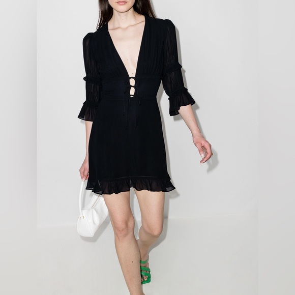 NWT Reformation Laurelai Mini Dress Black Petite P0 - Picture 5 of 11